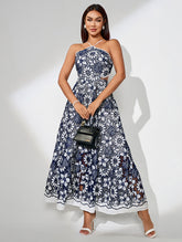 Vacation Flower Hollow Backless Dress